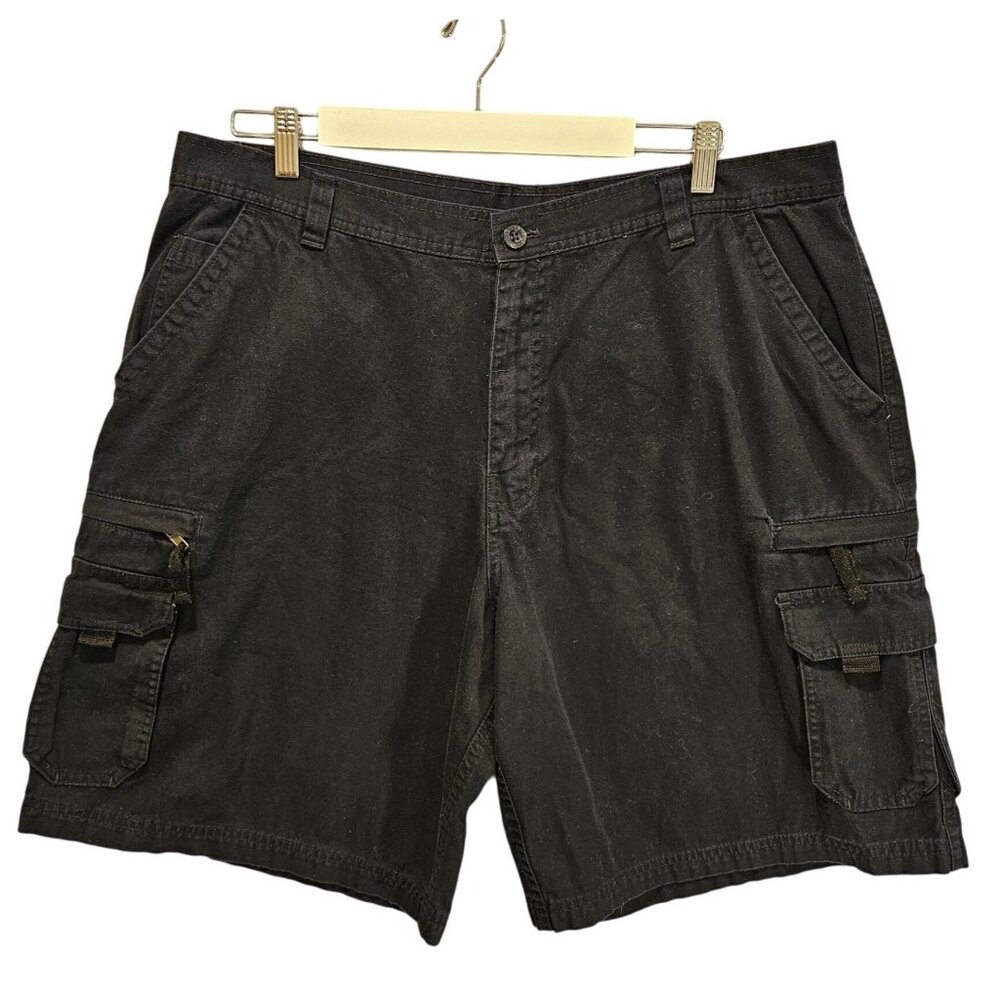 Big Dogs Mens Cargo Shorts 40 Black Canvas 100% Cotto  gorpcore work outdoor